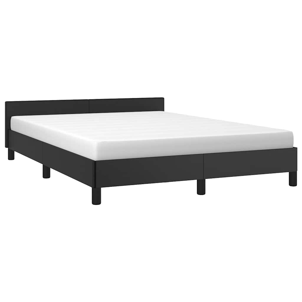 Bed Frame without Mattress Black 135x190cm Double Faux Leather