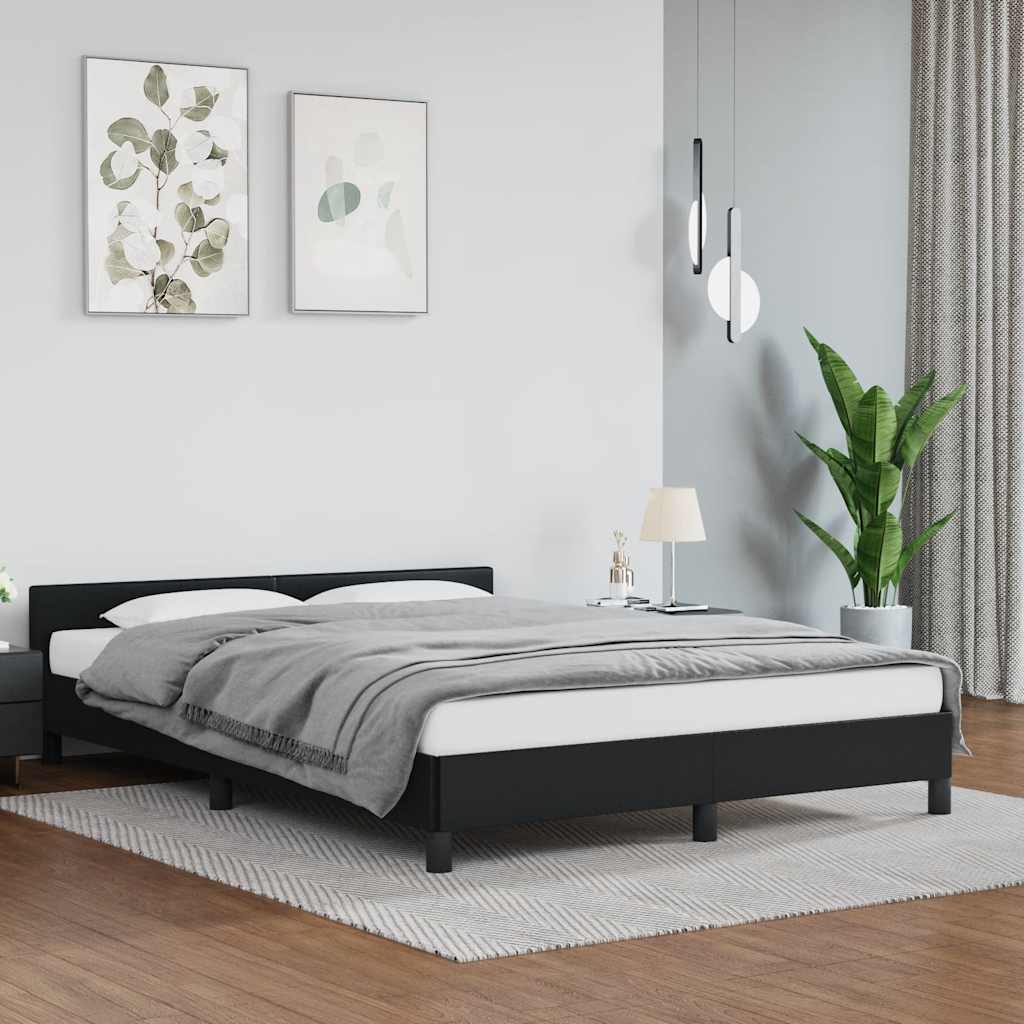 Bed Frame without Mattress Black 135x190cm Double Faux Leather