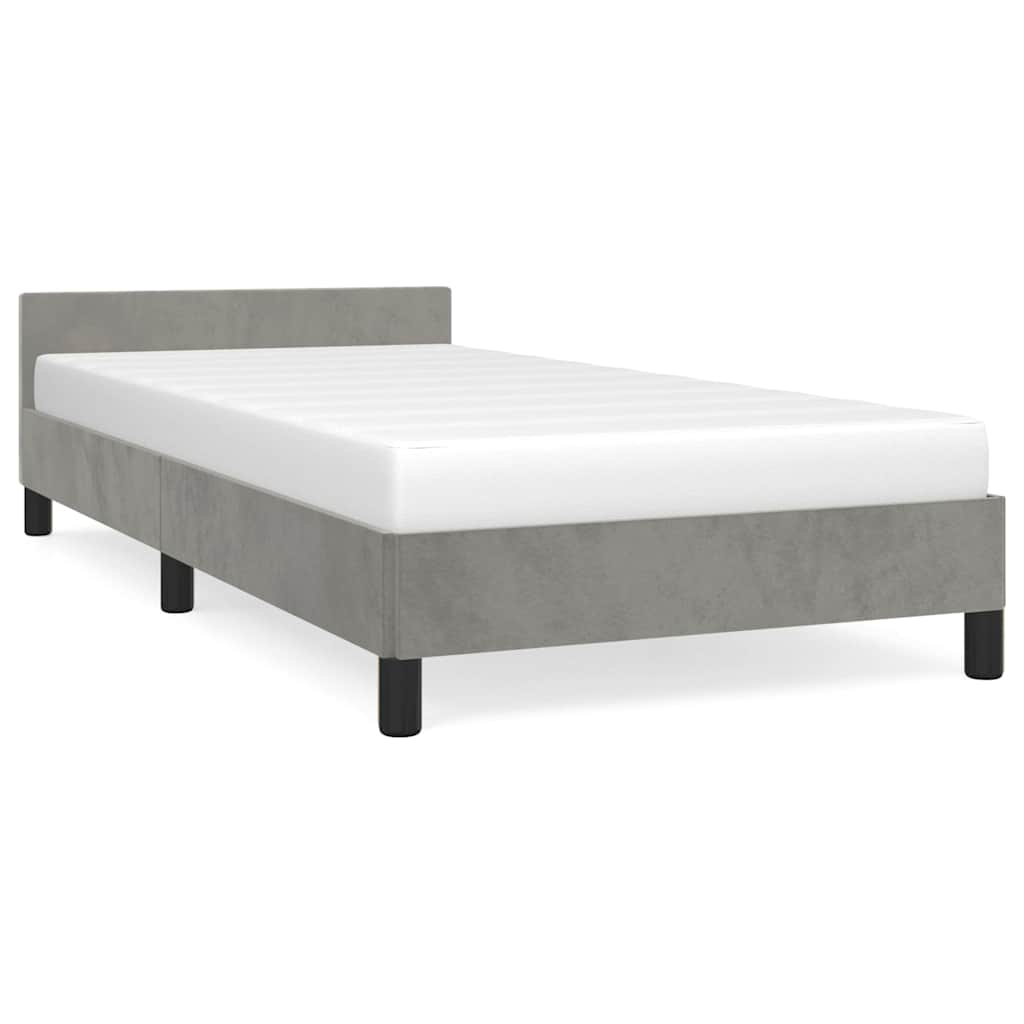 Bed Frame without Mattress Light Grey 90x190cm Single Velvet