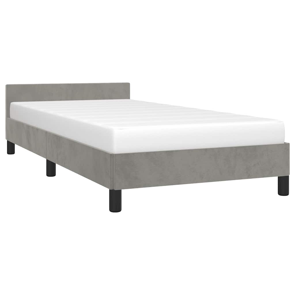 Bed Frame without Mattress Light Grey 90x190cm Single Velvet