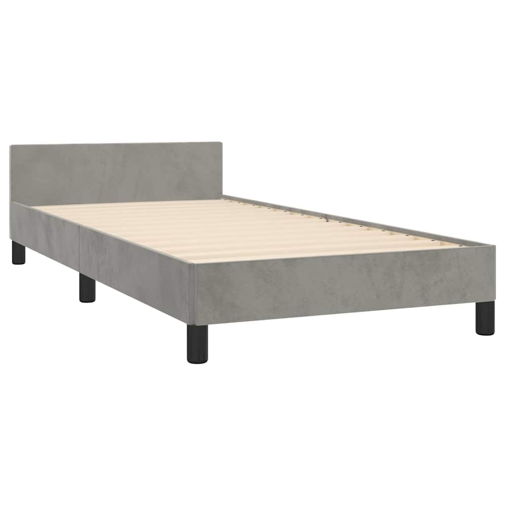 Bed Frame without Mattress Light Grey 90x190cm Single Velvet