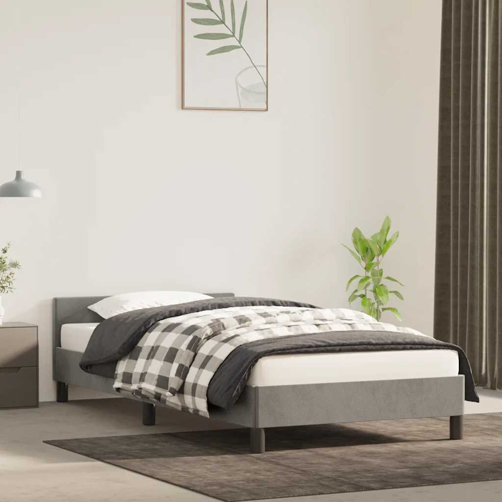 Bed Frame without Mattress Light Grey 90x190cm Single Velvet