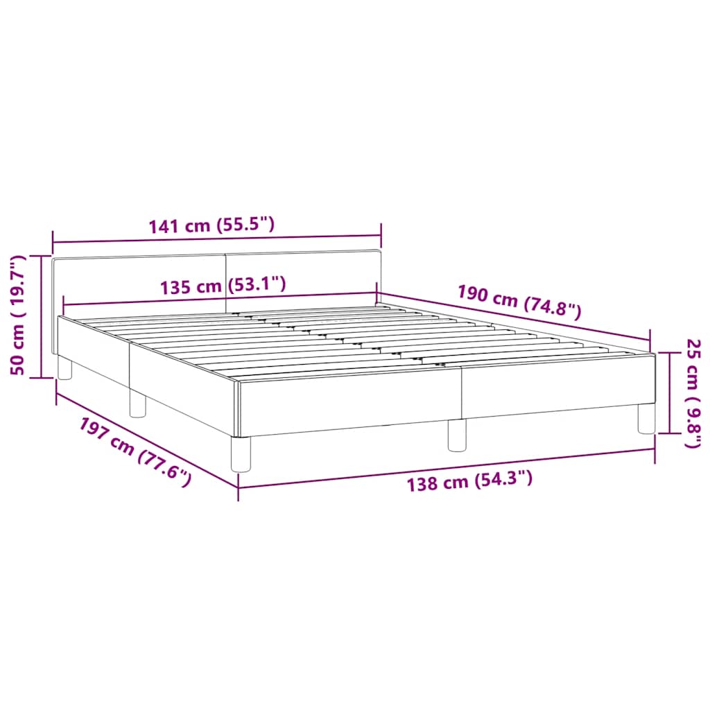 Bed Frame without Mattress Black 135x190cm Double Velvet