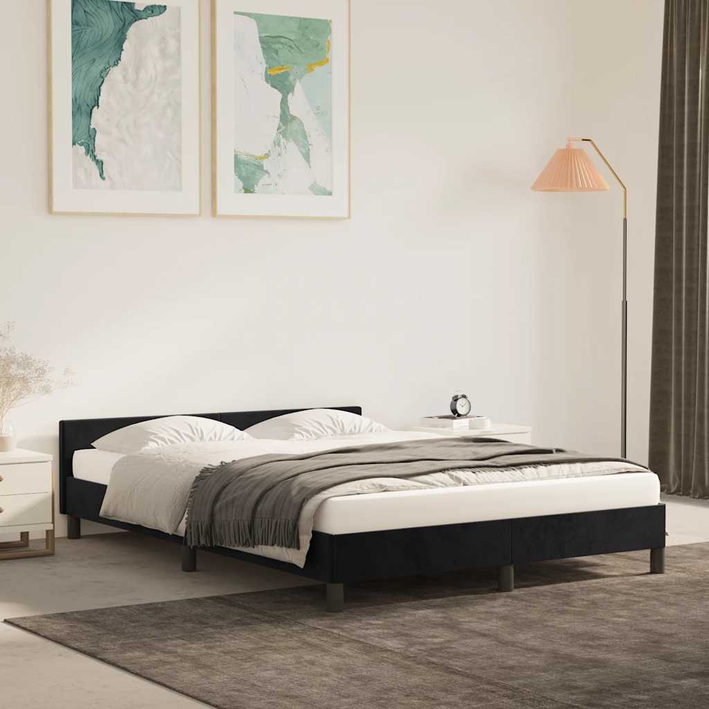 Bed Frame without Mattress Black 135x190cm Double Velvet