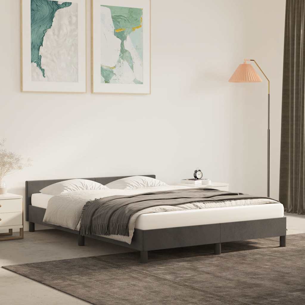 Bed Frame without Mattress Dark Grey 180x200cm Super King Velvet