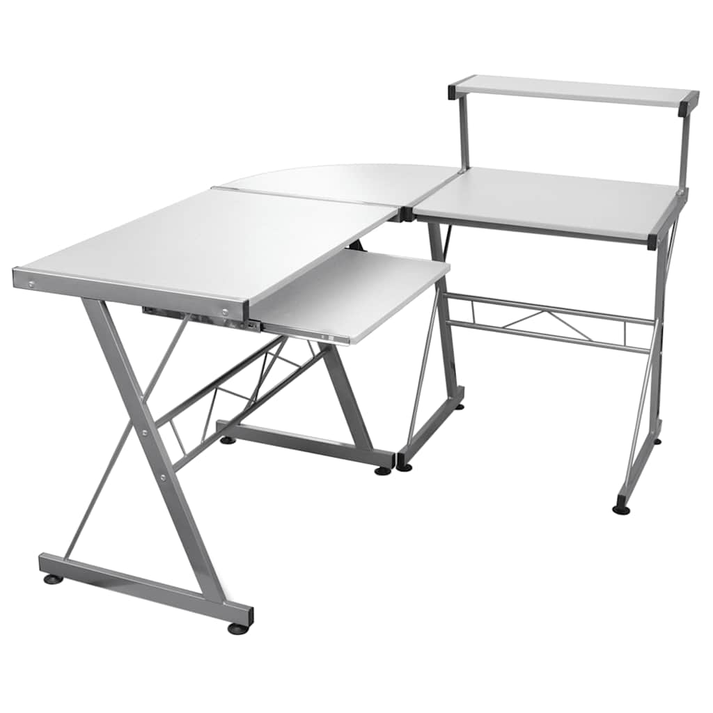 Corner Computer Desk White 132x112x99 cm Engineered Wood