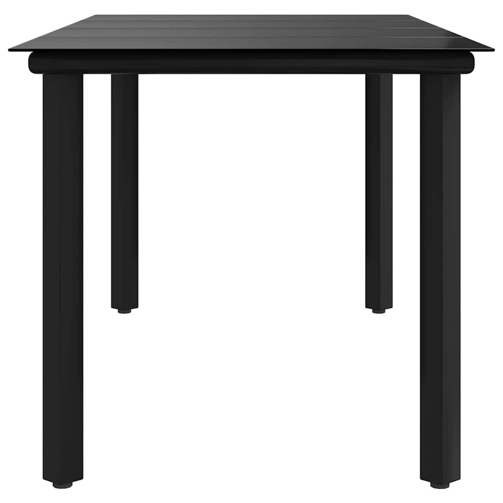 Garden Dining Table Black 160x80x74cm Steel and Tempered Glass