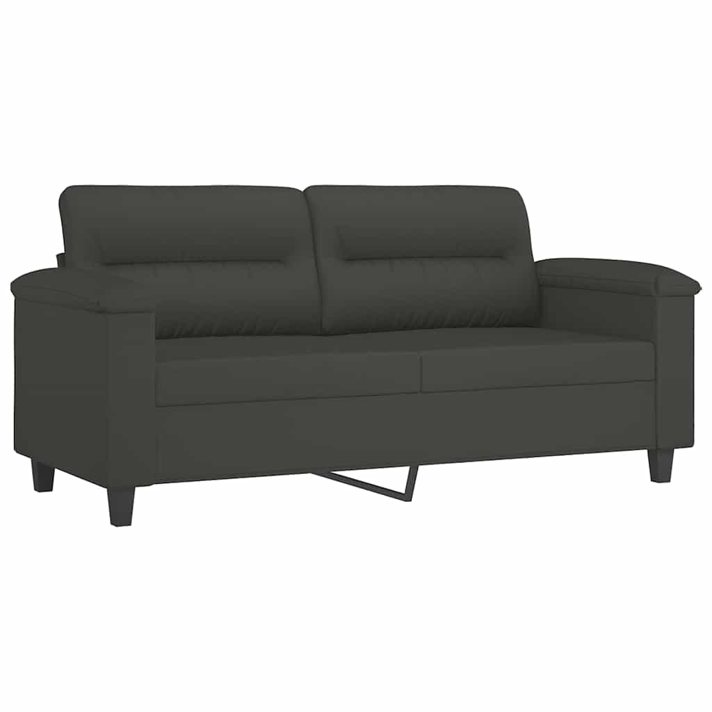 2-Seater Sofa Dark Grey 140 cm Microfibre Fabric