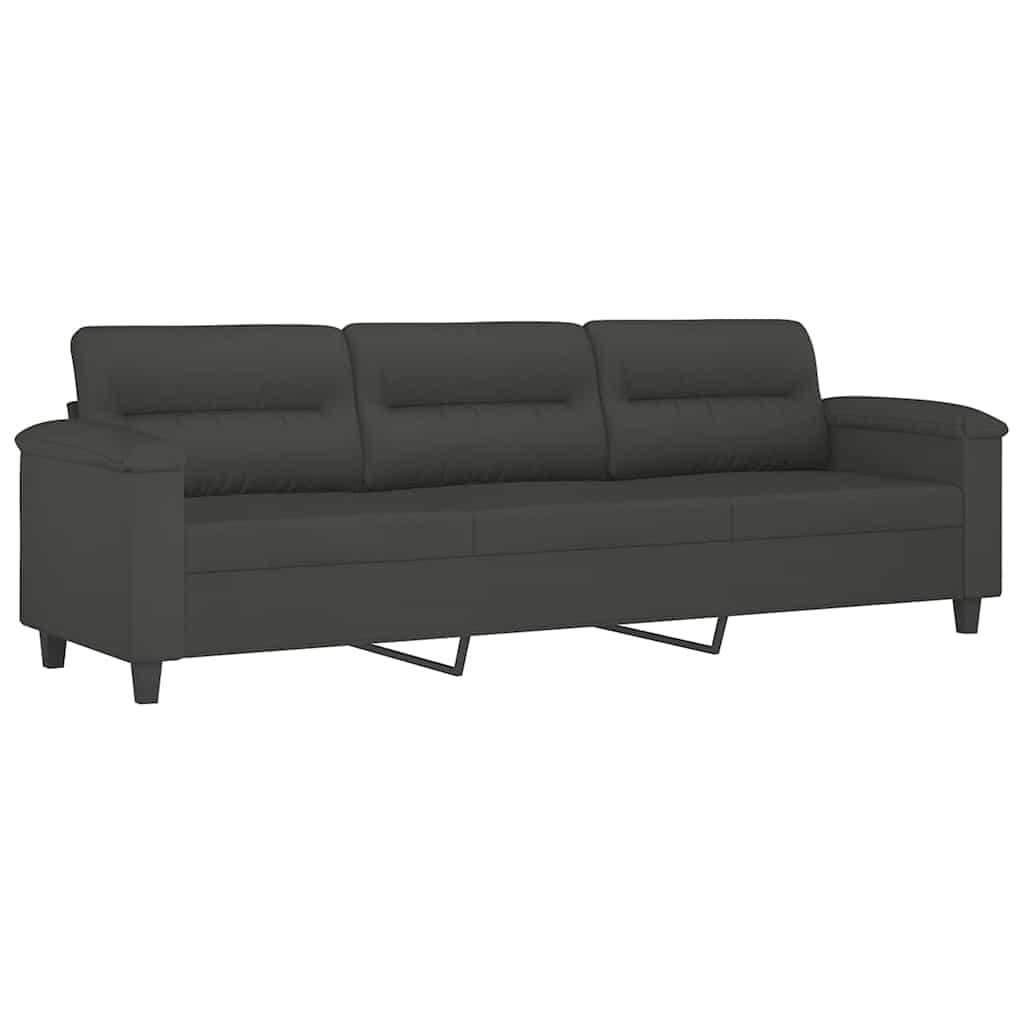 3-Seater Sofa Dark Grey 210 cm Microfibre Fabric