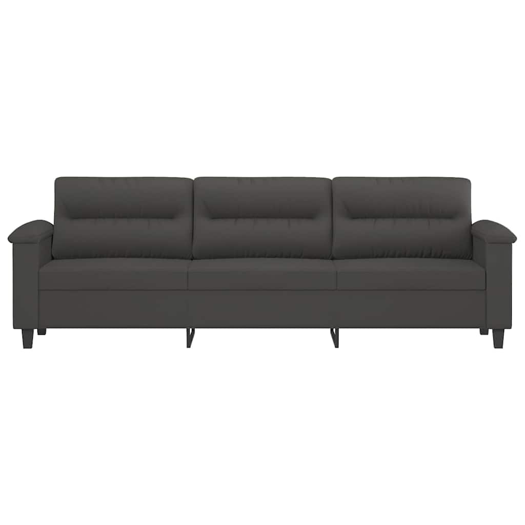 3-Seater Sofa Dark Grey 210 cm Microfibre Fabric