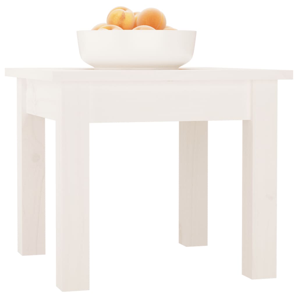 Table Basse Blanche 35x35x30 cm Bois Massif Pin