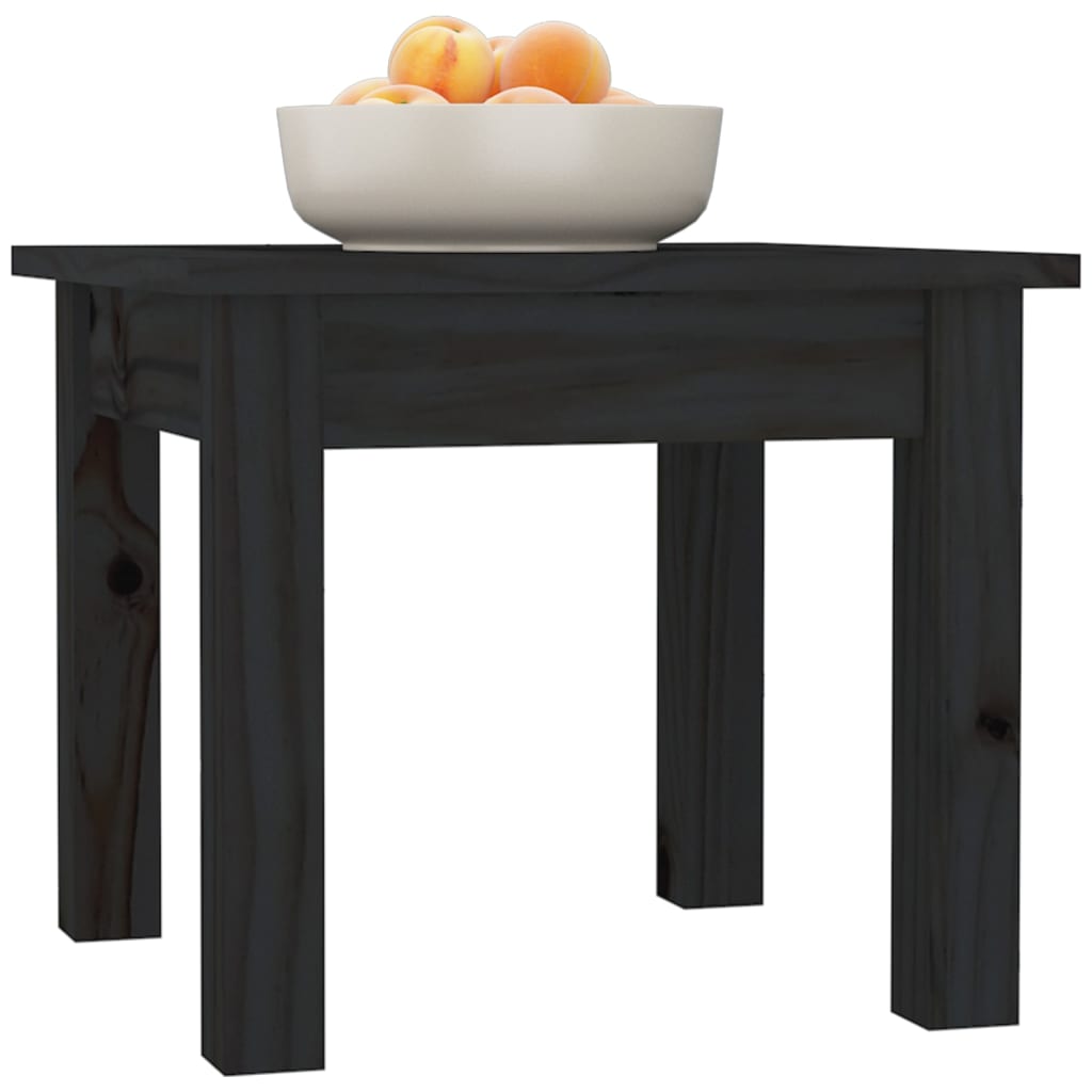 Table Basse Noir 35x35x30 cm Bois Massif Pin