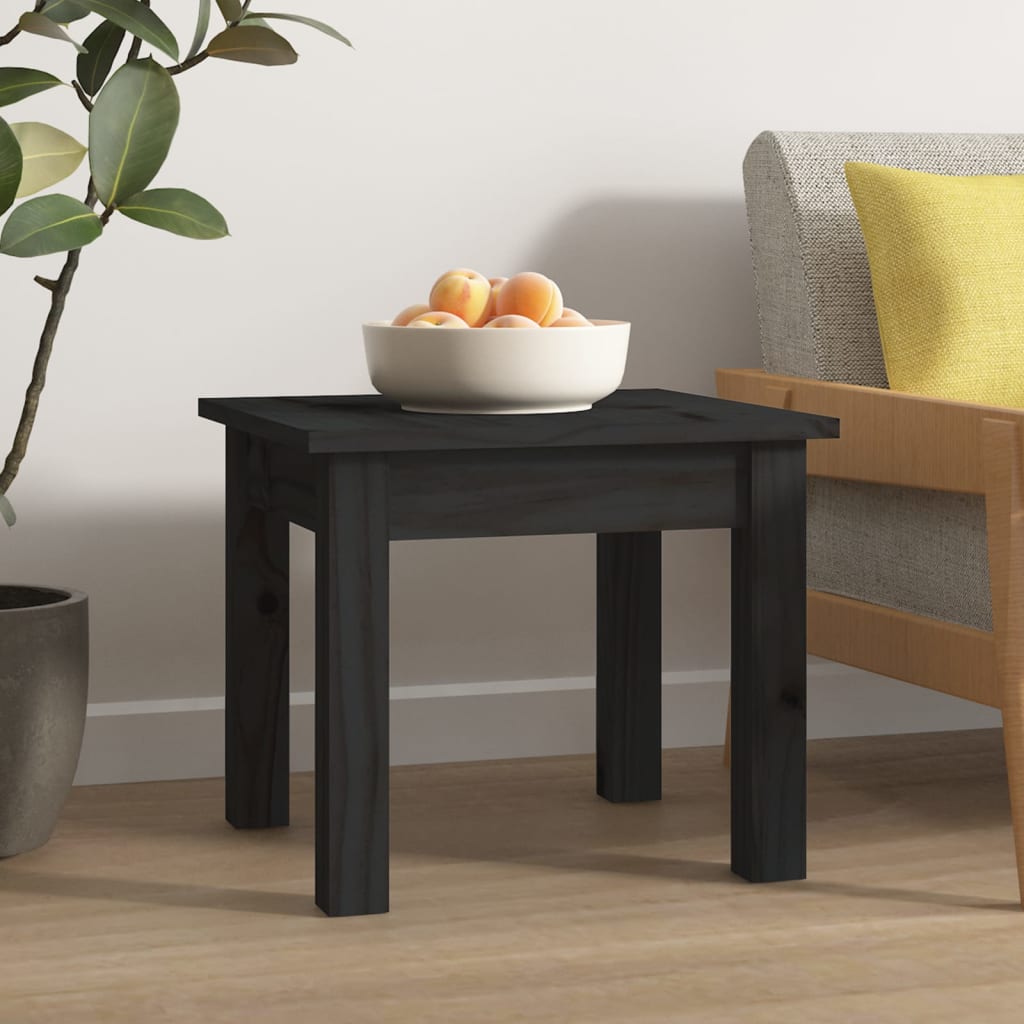 Table Basse Noir 35x35x30 cm Bois Massif Pin