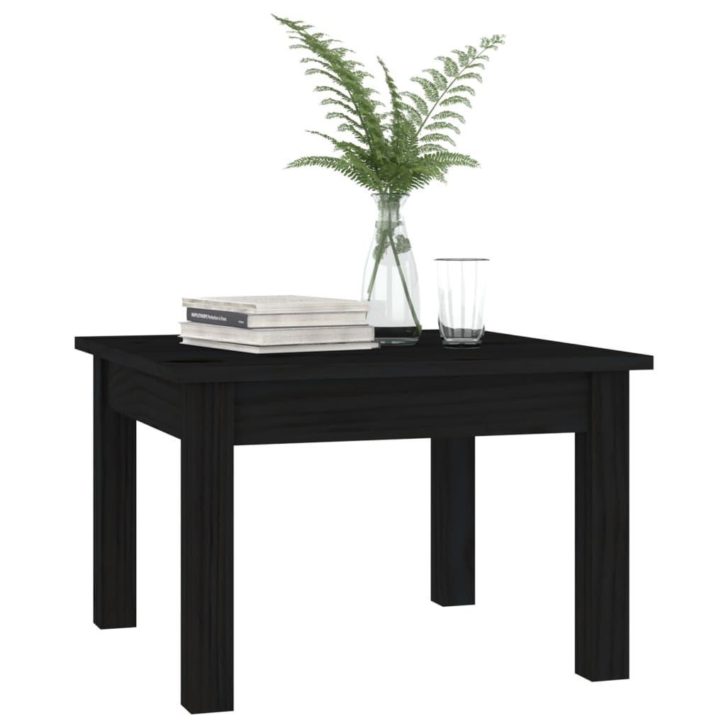 Table Basse Noir 45x45x30 cm Bois Massif Pin