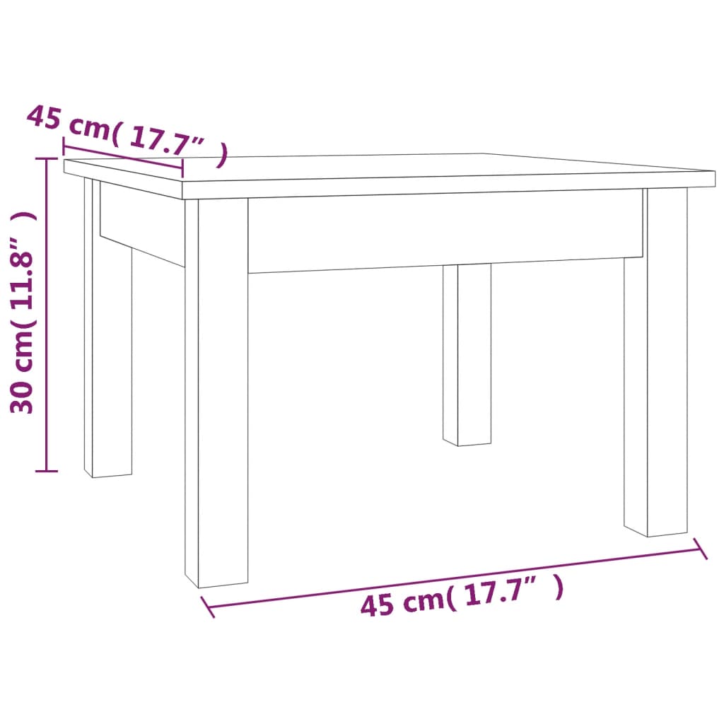 vidaXL Coffee Table Black 45x45x30 cm Solid Wood Pine