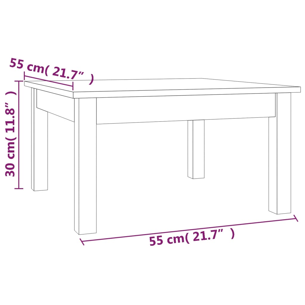 Table Basse Gris 55x55x30 cm Bois Massif Pin