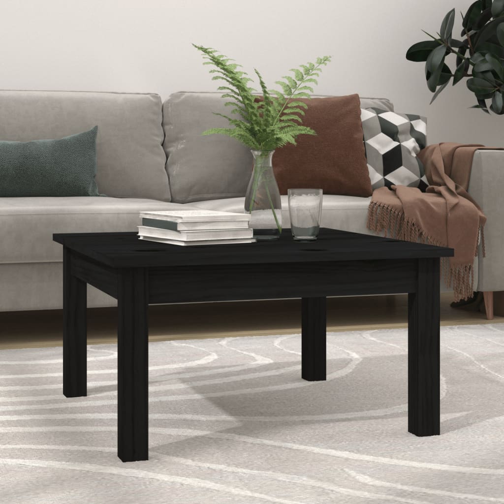 vidaXL Coffee Table Black 55x55x30 cm Solid Wood Pine