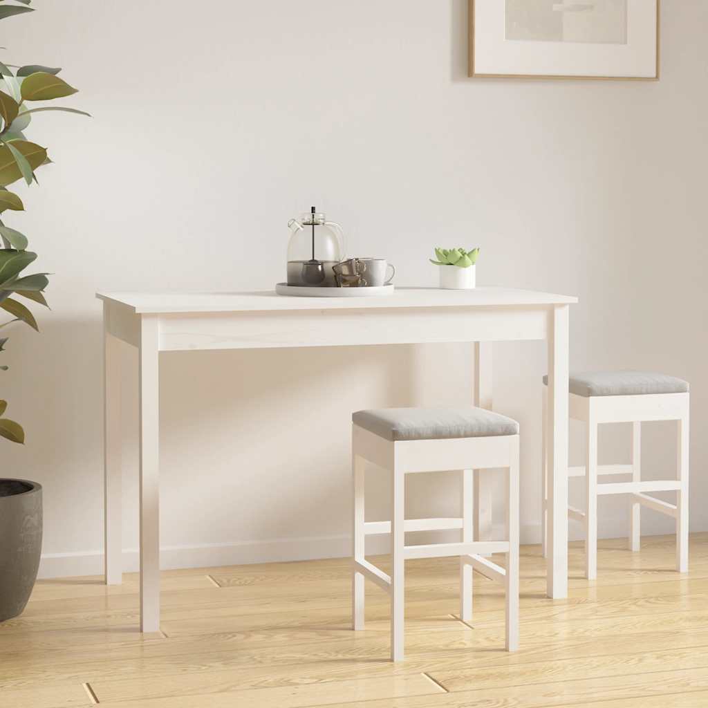 Dining Table White 110x55x75 cm Solid Wood Pine