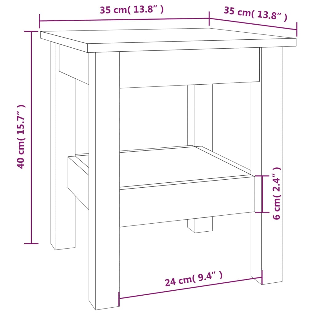 vidaXL Coffee Table 35x35x40 cm Solid Wood Pine