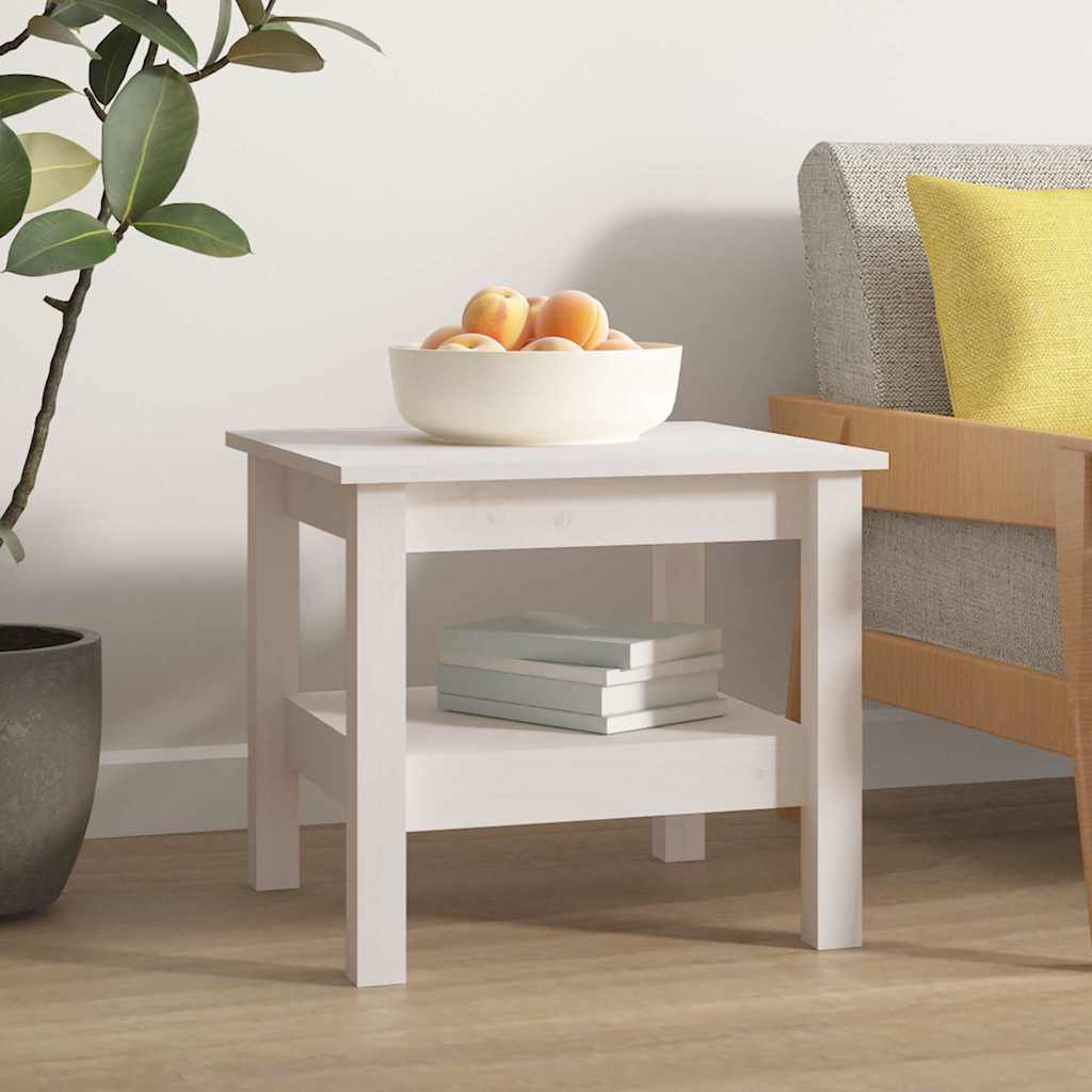 814265 vidaXL Coffee Table White 45x45x40 cm Solid Wood Pine
