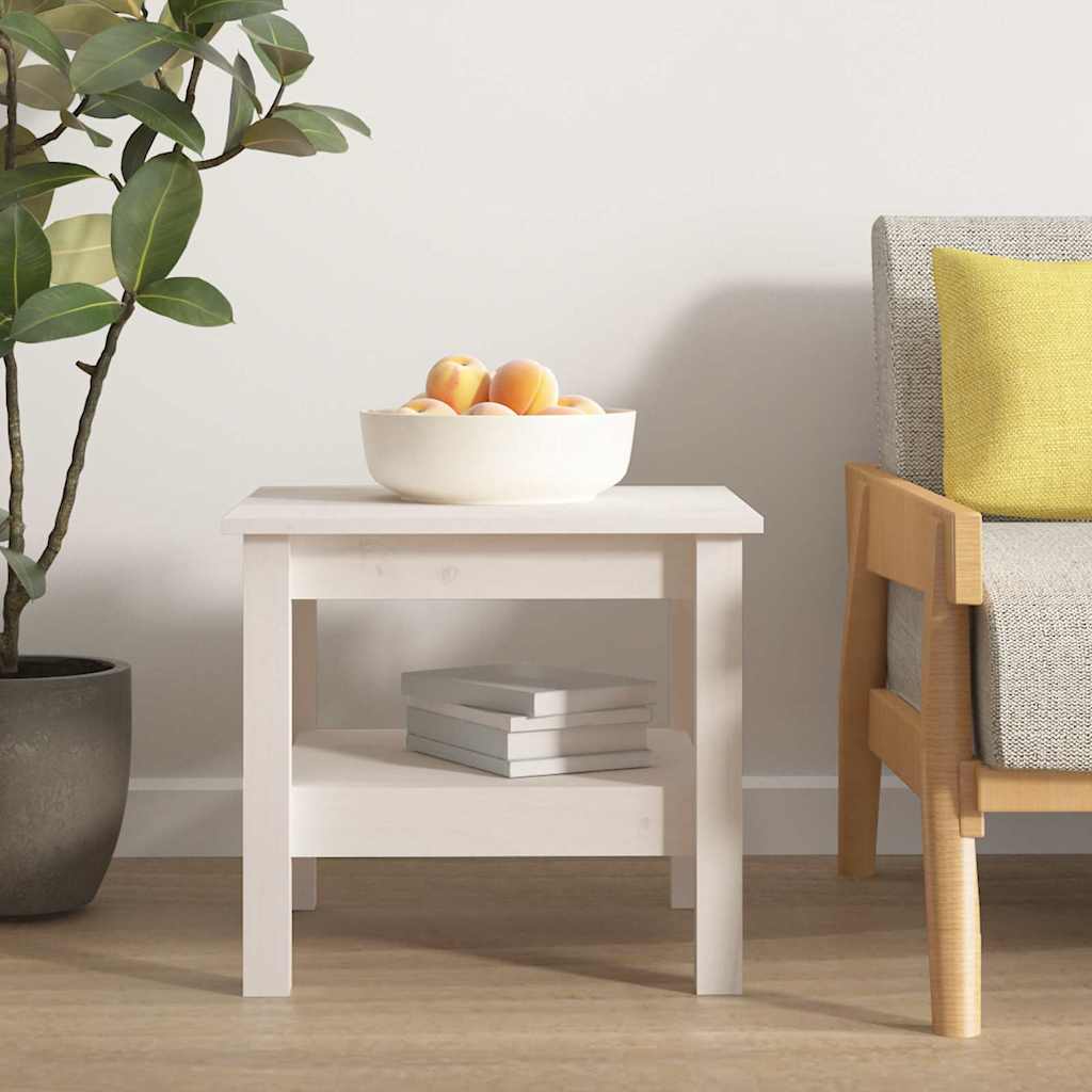 814265 vidaXL Coffee Table White 45x45x40 cm Solid Wood Pine