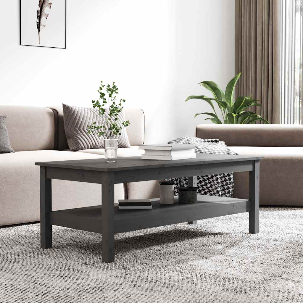814276 vidaXL Coffee Table Grey 110x50x40 cm Solid Wood Pine