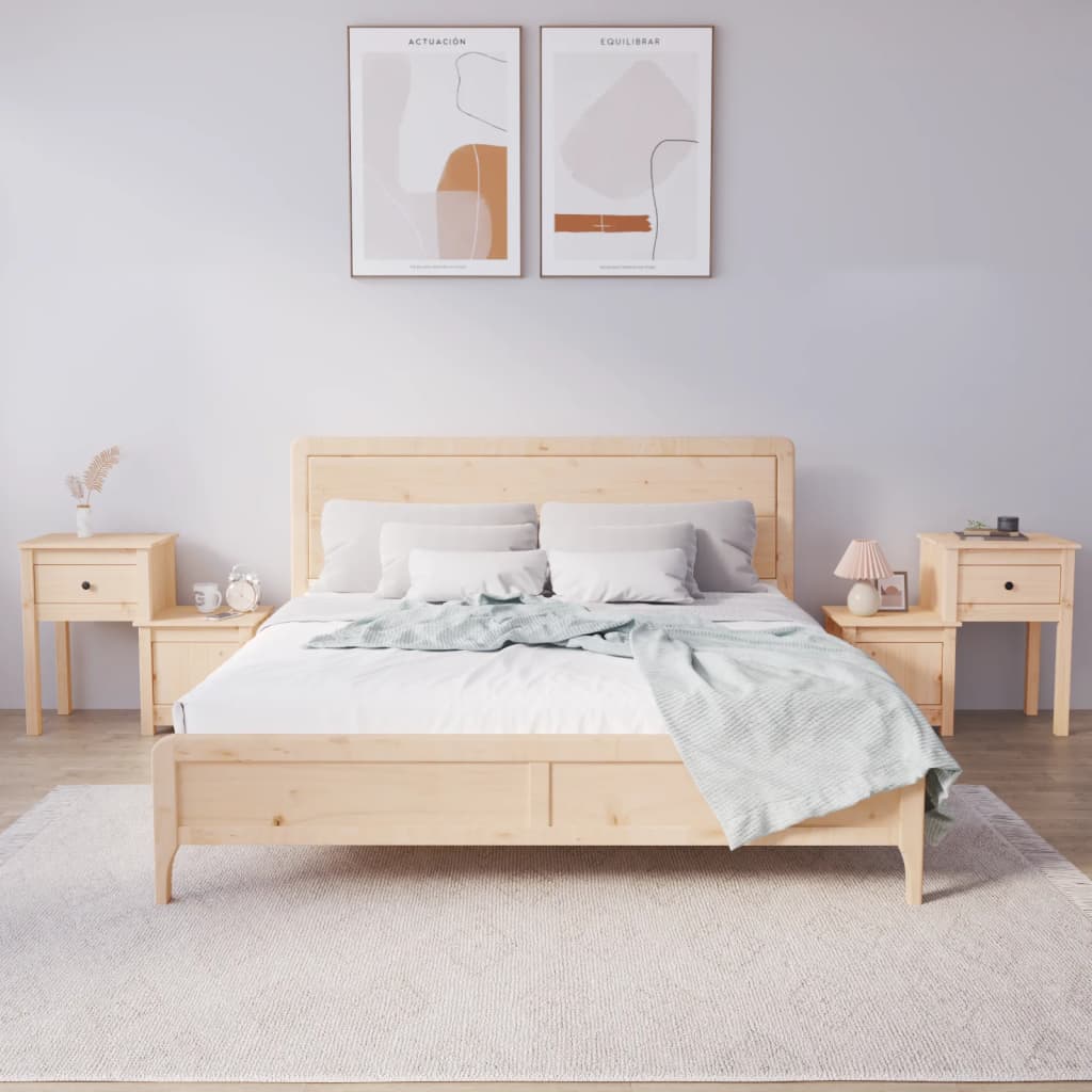 Bedside Cabinet 2 pcs 79.5x38x65.5 cm Solid Wood Pine
