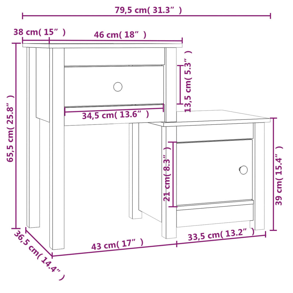 Bedside Cabinet Honey Brown 79.5x38x65.5 cm Solid Wood Pine