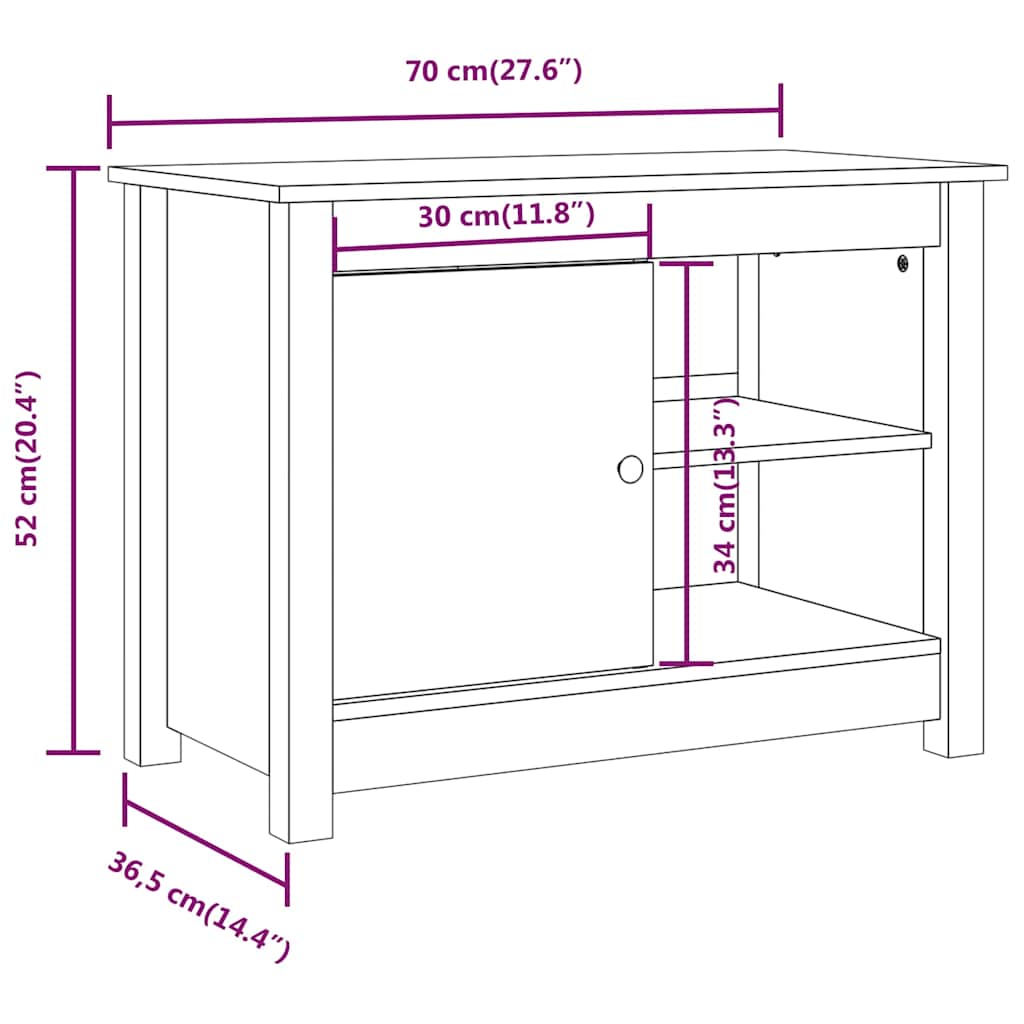 814579 vidaXL TV Cabinet 70x36,5x52 cm Solid Wood Pine