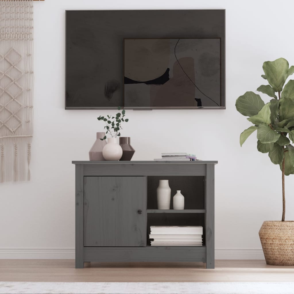 vidaXL TV Cabinet Grey 70x36.5x52 cm Solid Wood Pine