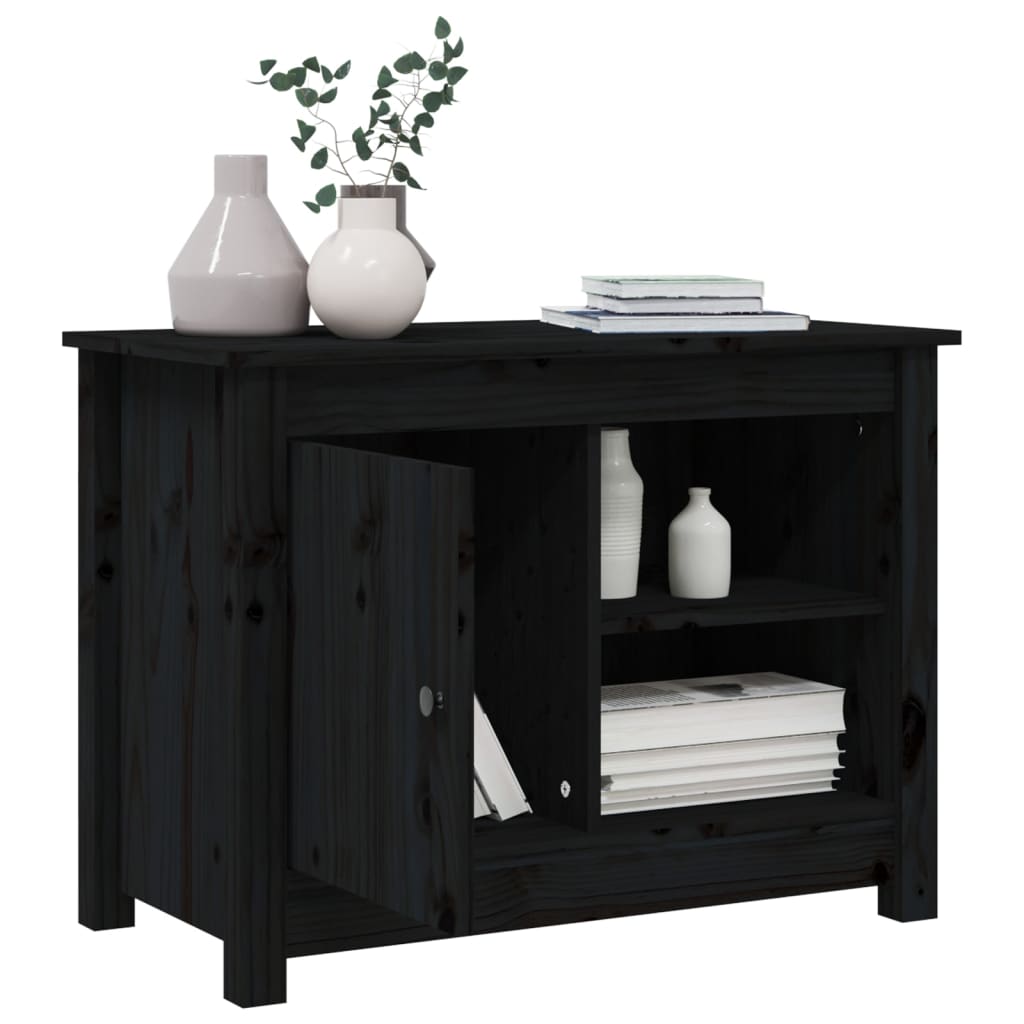 vidaXL TV Cabinet Black 70x36.5x52 cm Solid Wood Pine