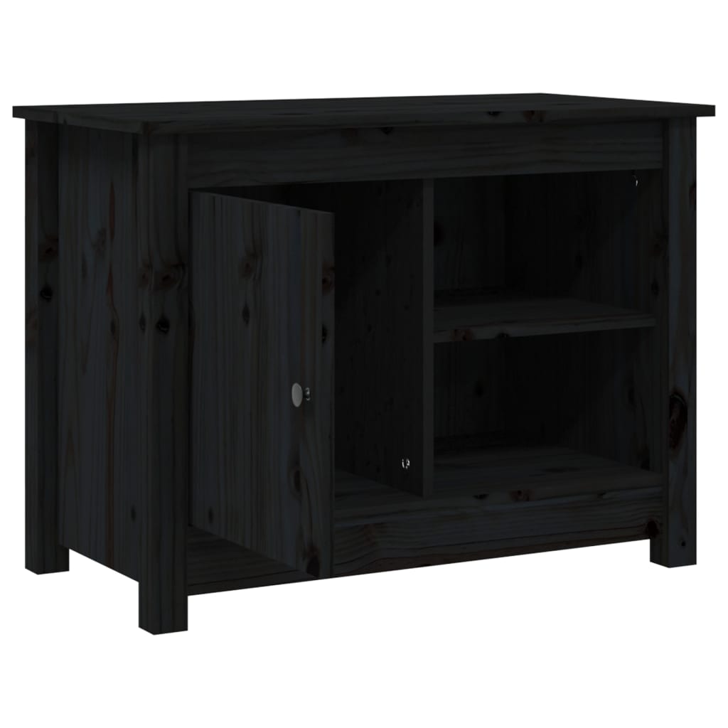 vidaXL TV Cabinet Black 70x36.5x52 cm Solid Wood Pine