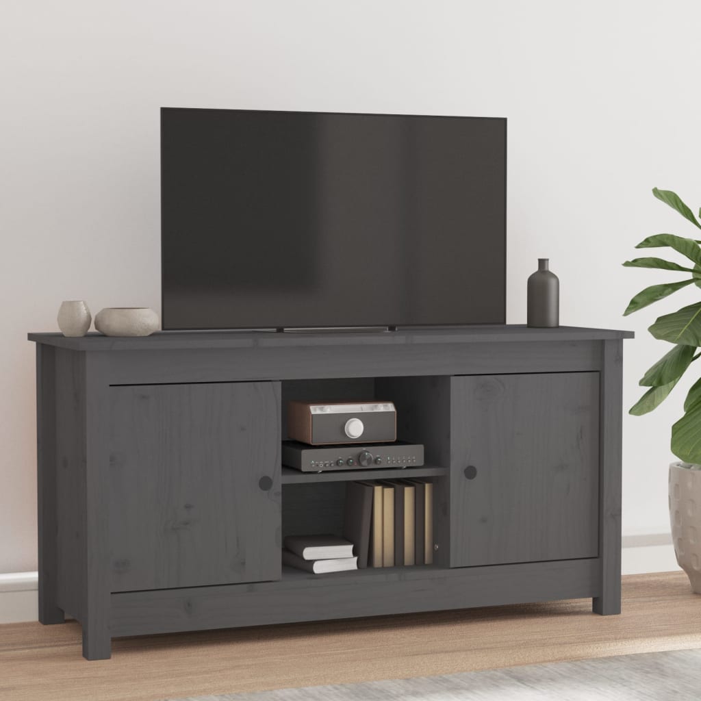 vidaXL TV Cabinet Grey 103x36.5x52 cm Solid Wood Pine