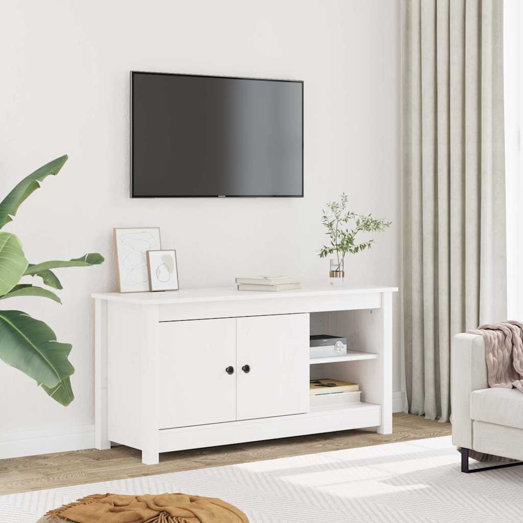TV Cabinet White 103x36,5x52 cm Solid Wood Pine