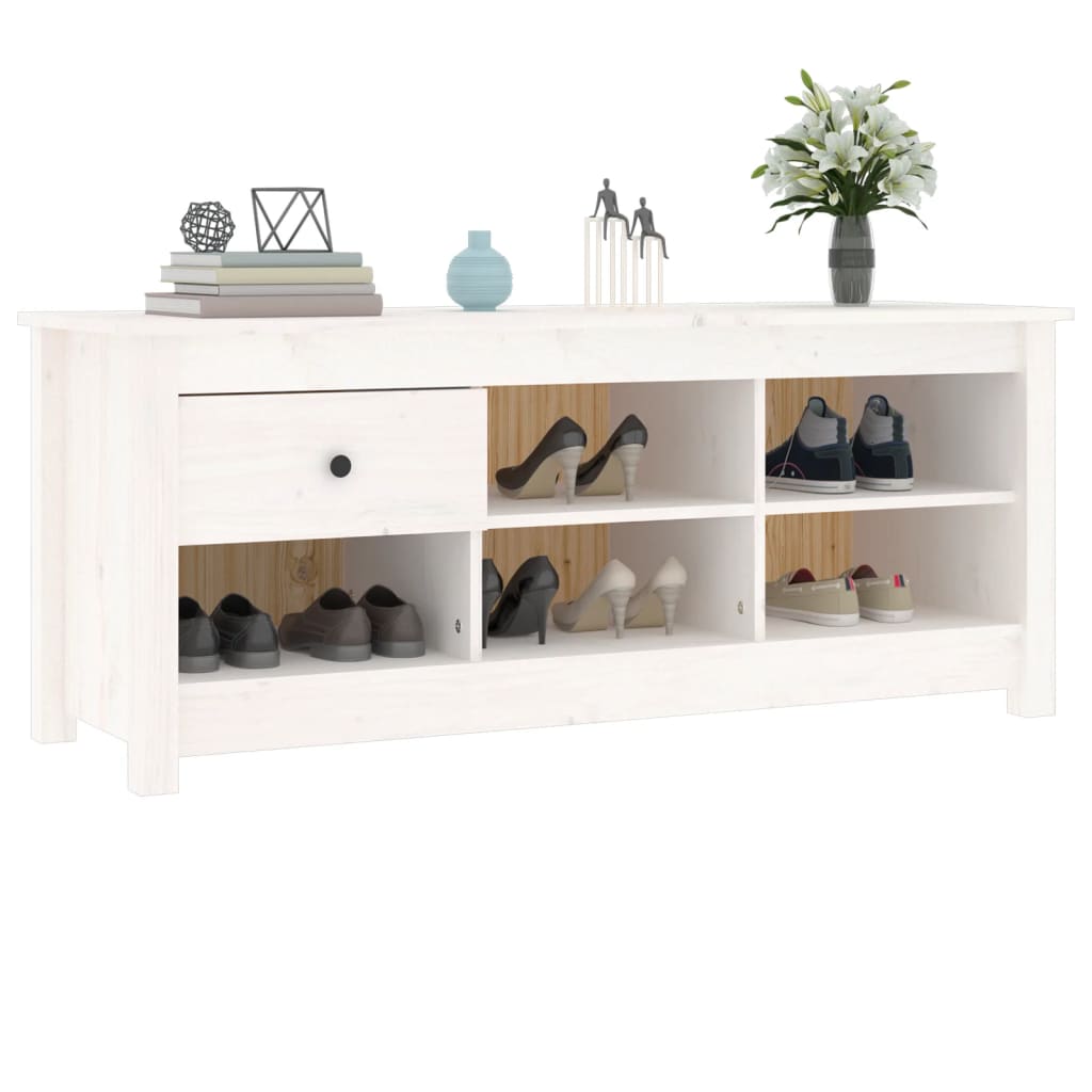 vidaXL Shoe Cabinet White 110x38x45.5 cm Solid Wood Pine