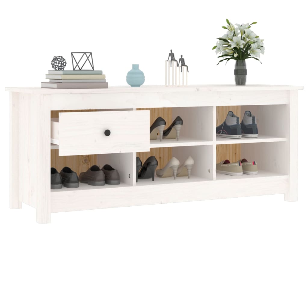 vidaXL Shoe Cabinet White 110x38x45.5 cm Solid Wood Pine