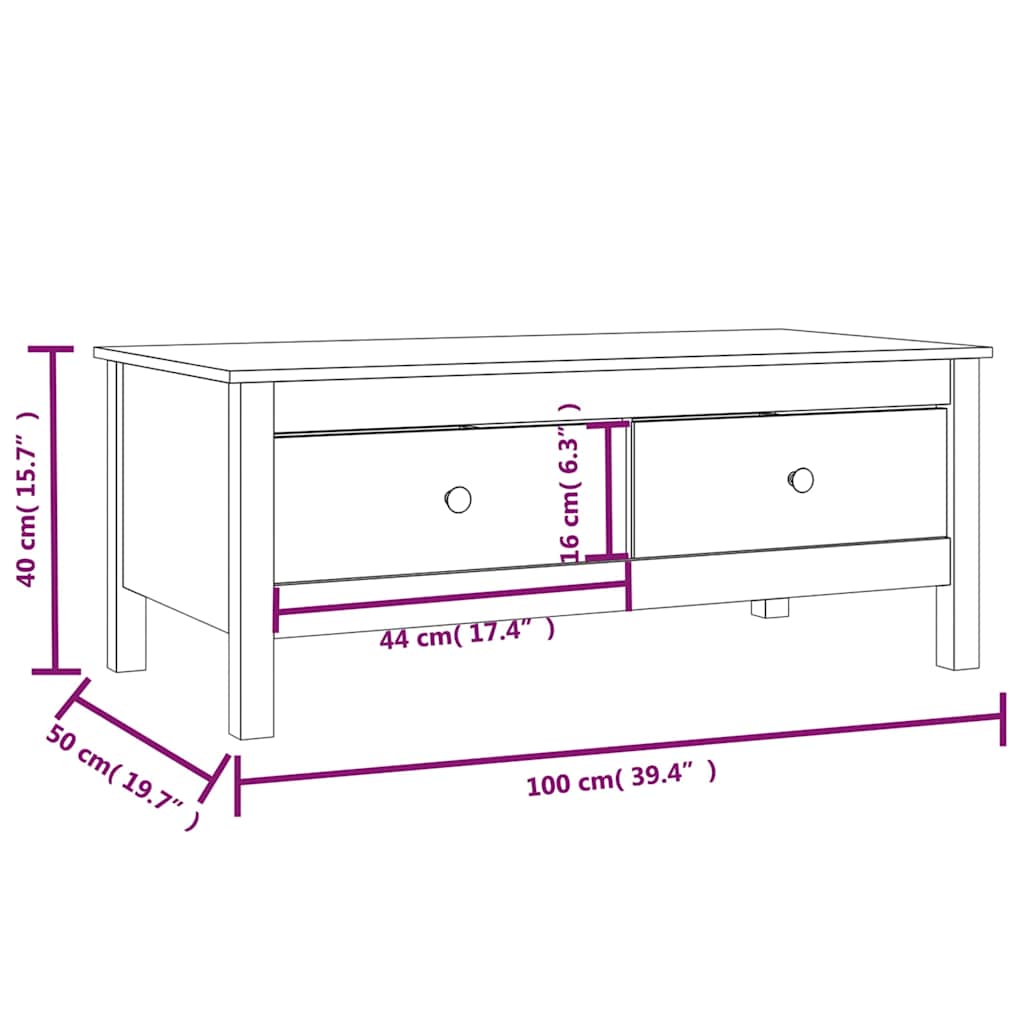 Coffee Table Honey Brown 100x50x40 cm Solid Wood Pine