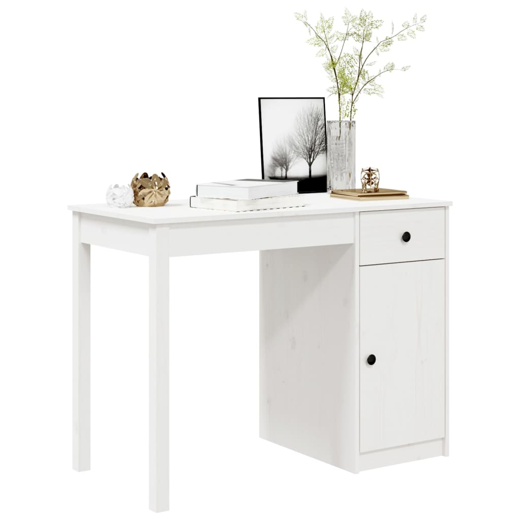 vidaXL Desk White 100x50x75 cm Solid Wood Pine