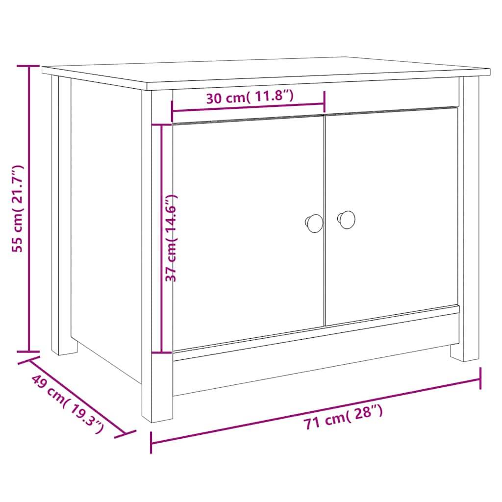 Coffee Table Grey 71x49x55 cm Solid Wood Pine