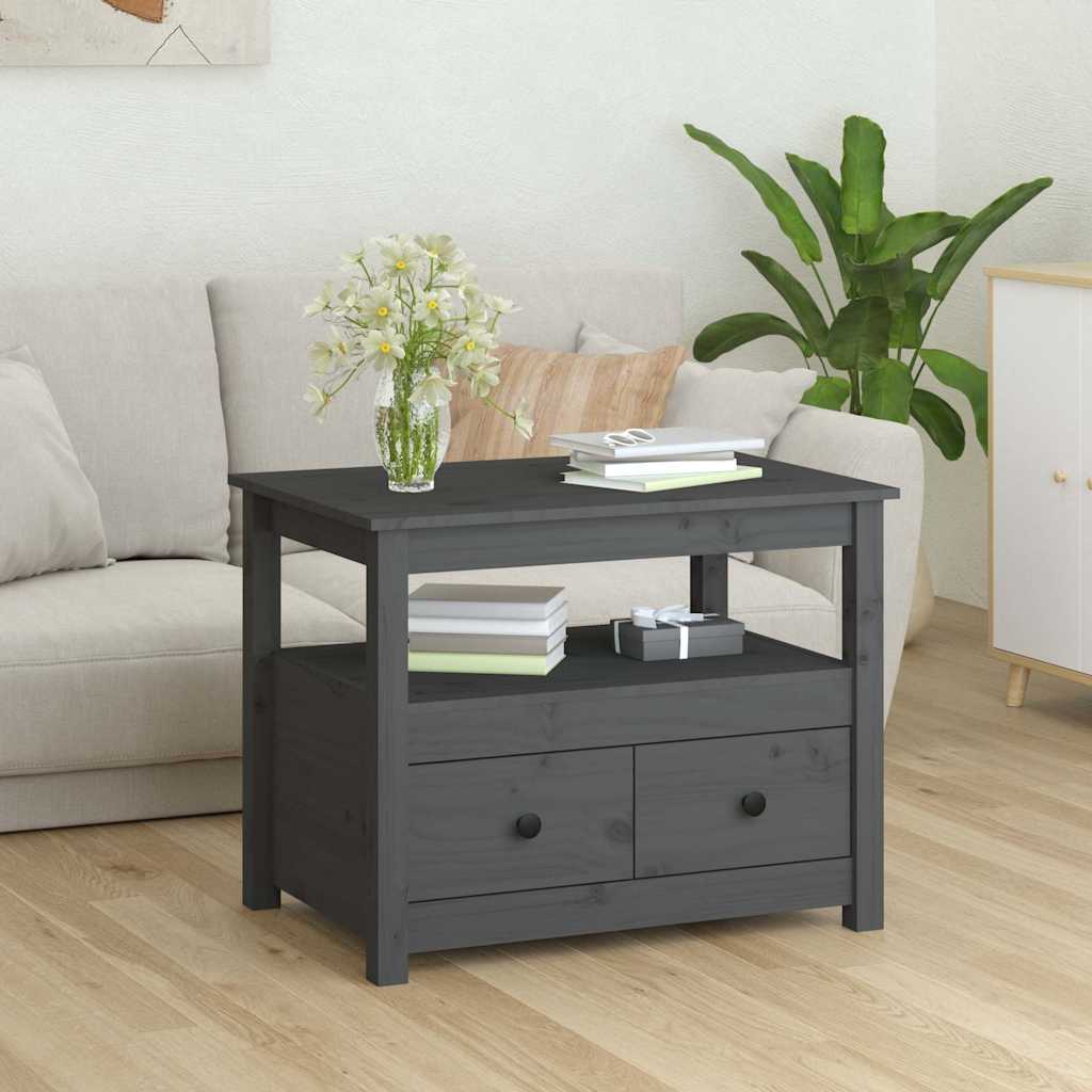 Coffee Table Grey 71x49x55 cm Solid Wood Pine
