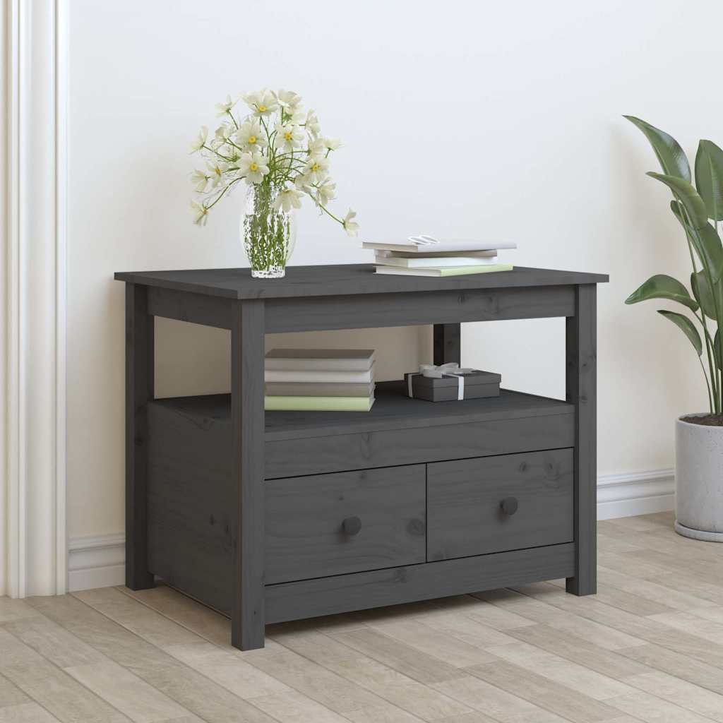 Coffee Table Grey 71x49x55 cm Solid Wood Pine