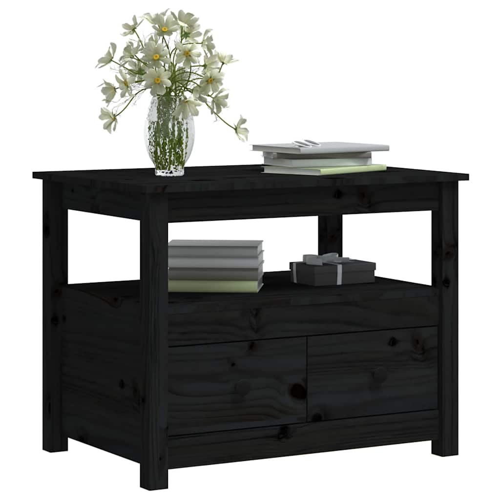 Coffee Table Black 71x49x55 cm Solid Wood Pine