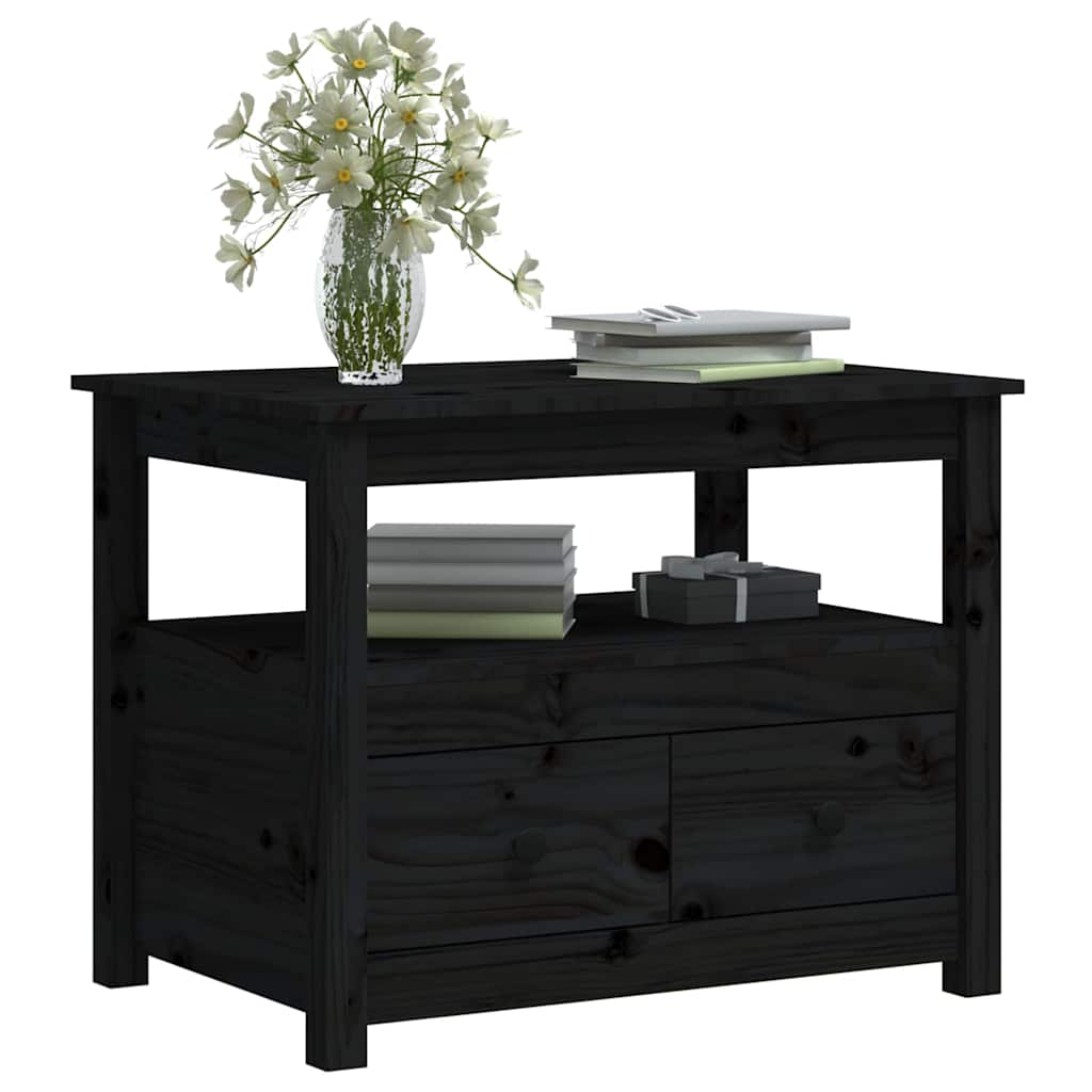 Coffee Table Black 71x49x55 cm Solid Wood Pine