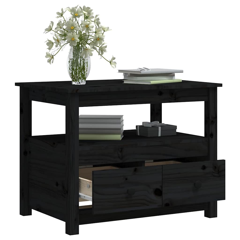 Coffee Table Black 71x49x55 cm Solid Wood Pine
