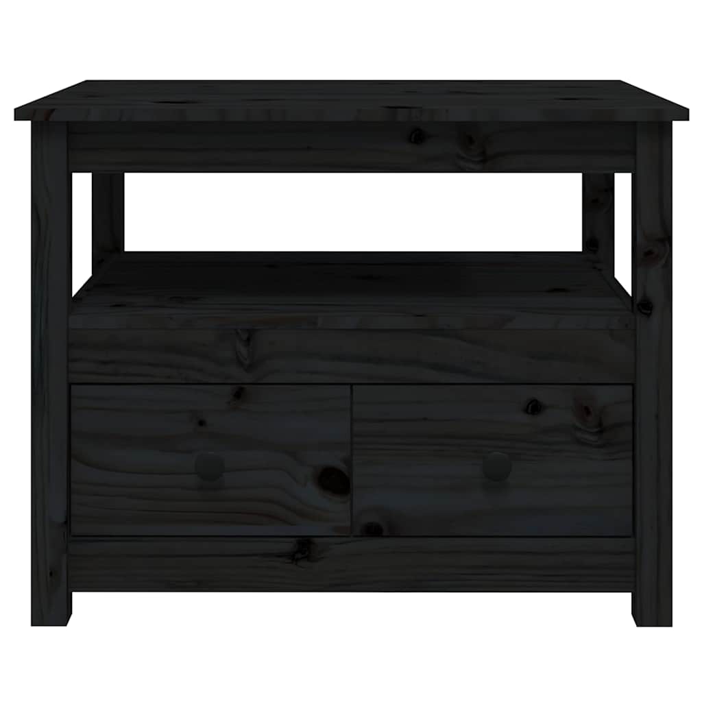 Coffee Table Black 71x49x55 cm Solid Wood Pine