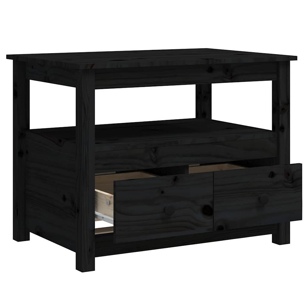 Coffee Table Black 71x49x55 cm Solid Wood Pine