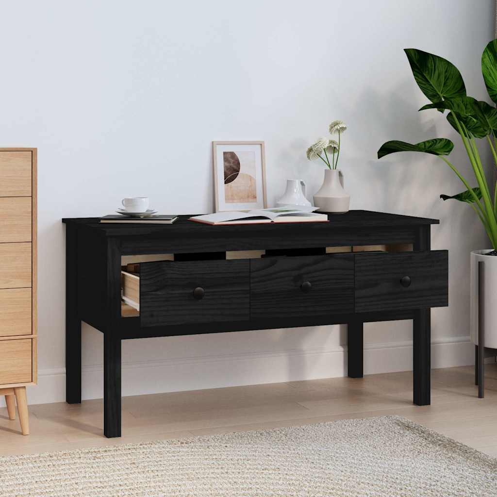 Coffee Table Black 102x49x55 cm Solid Wood Pine