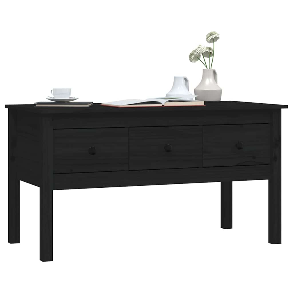 Coffee Table Black 102x49x55 cm Solid Wood Pine