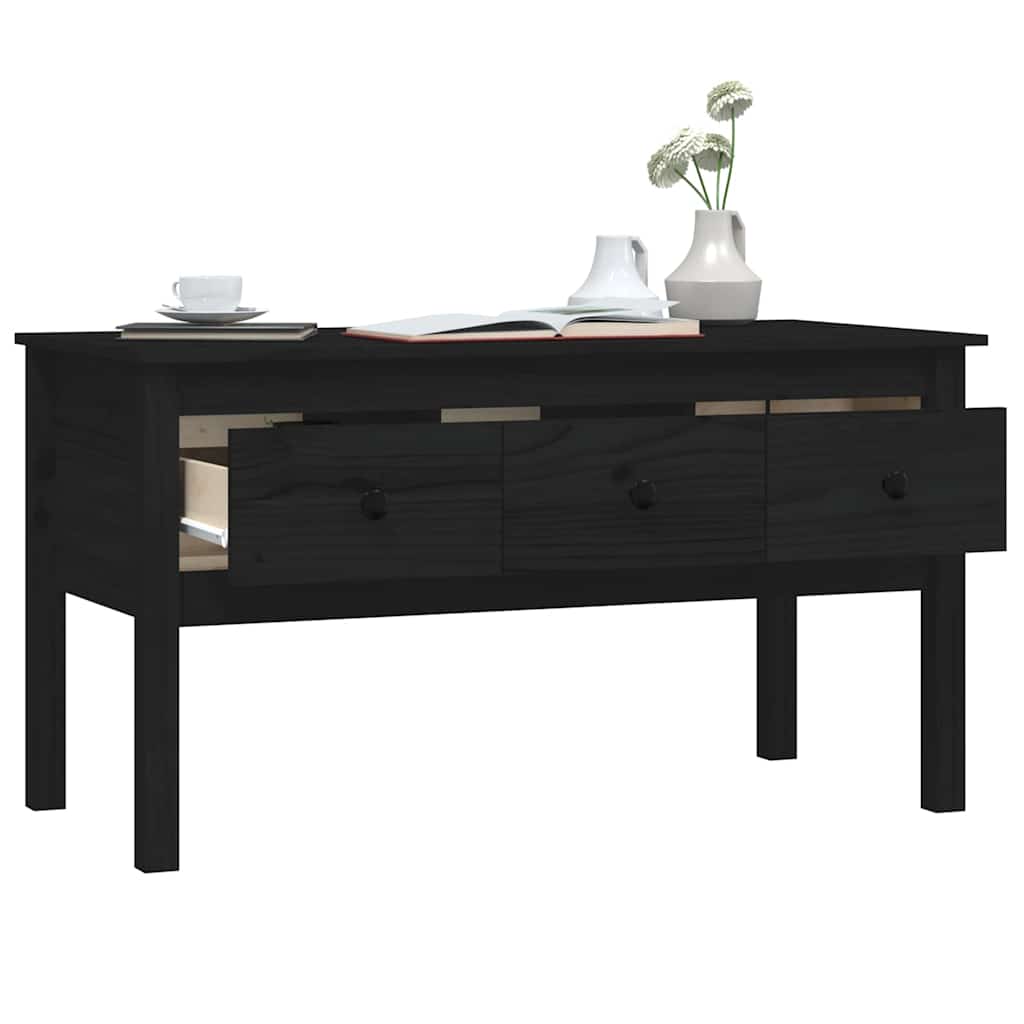 Coffee Table Black 102x49x55 cm Solid Wood Pine