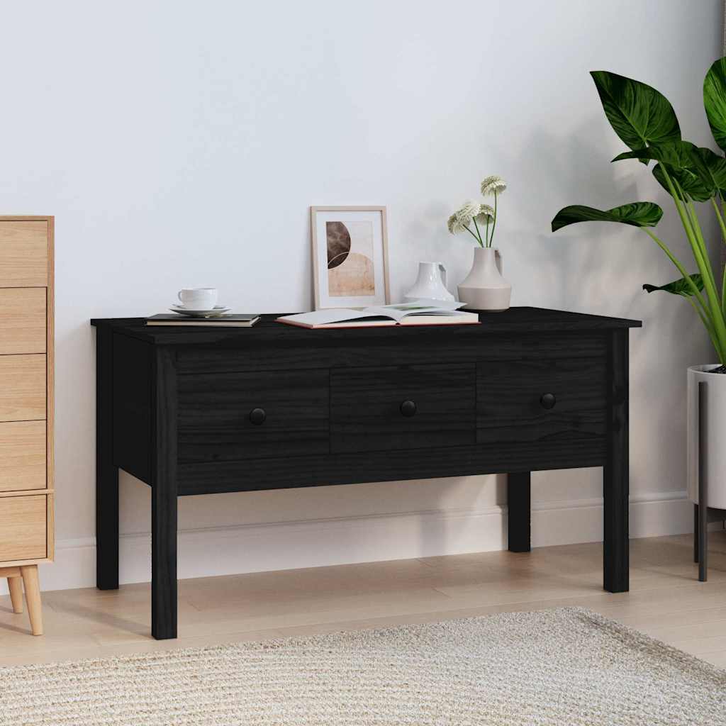 Coffee Table Black 102x49x55 cm Solid Wood Pine